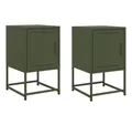 Produktbild: vidaXL Nachttisch Nachttische 2 Stk. Olivgrün 36x39x60,5 cm Stahl (2-St)