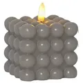 Produktbild: LED Kerze Bubble Würfel Cube Kerze Echtwachs 3D Flamme H: 9,5cm Timer grau