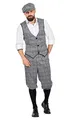 Produktbild: 20er Jahre Peaky Blinders Herren Glencheck Anzug Knickerbocker Schwarz-Weiß Weste Schiebermütze, Größe:52