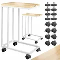 Produktbild: Casaria® Beistelltisch Mit Rollen 50x35x70cm C Form Holz Metall Modern 40kg Belastbarkeit Wohnzimmer Schlafzimmer Sofatisch Kaffeetisch Nachttisch  2x Weiß
