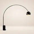 Produktbild: s.luce Ball Design-Bogenlampe Marmorfuß modern Bogenleuchte Stehlampe Stehleuchte, Schirm Schwarz, Basis Schwarz