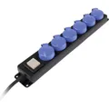 Produktbild: AS Schwabe 38606 Steckdosenleiste mit Schalter 6fach Schwarz, Blau Schutzkont...