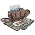 Produktbild: Picknicktasche mit Campinggeschirr Picknickkorb 29 teilig Umhängetasche 45 x 25 x 24 cm Braun