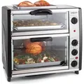Produktbild: oneConcept All-You-Can-Eat Doppel-Backofen - elektrischer Backofen , zwei getrennten Backräume , 42 Liter Gesamtvolumen , Grillplatte , 2400 W , e... - Silber