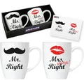 Produktbild: BRUBAKER Mr. Right & Mrs. Always Right Tassen Set - Kaffeetassen für Hochzeitsgeschenk und Geschenk für Paare - 2 Kaffeebecher 300 ml mit Grußkarte und Geschenkpackung
