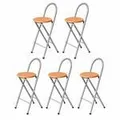 Produktbild: KMH® Barhocker Bill 5er-Set klappbar mit Lehne & Fußstütze – Silber/Buche