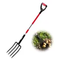 Produktbild: VEVOR Dunggabel, 4-Zinken-Heugabel mit Fiberglasstiel, 1150 mm Mistgabel, Mistforke mit Y-Griff, Spatengabel aus geschmiedetem Stahl für Heu, Kartoffelkompostierung, Umpflanzen und Belüftung