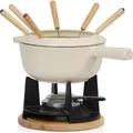 Produktbild: Mahlzeit 13-teiliges Gusseisen Fondue Set für 6 Personen, 2 L, emailliert, mit Brenner und Gabeln - Creme