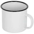 Produktbild: Emaille-Tasse weiß-schwarz Email Western Becher Campingtasse Outdoor Kaffeetasse