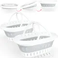 Produktbild: 2x Faltbar Wäschekorb 25L Korb Sammler klappbar Wäsche Wanne Kunststoff Box Weiß