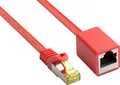 Produktbild: RJ45 Patchkabelverlängerung mit Cat. 7 Rohkabel und Rastnasenschutz, S/FTP, 500MHz, rot, 1m, Good Connections®