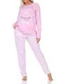 Produktbild: Normann Damen Langarm Schlafanzug Pyjama in Katzen Optik - auch in Übergröße, Farbe:rosa, Größe:52-54