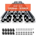Produktbild: VEVOR 10er Set Aluprofil 2000 mm T-Nut 2020 Aluminium Profil, eloxierte Linearschiene nach europäischem Standard, Nutenprofil für 3D-Drucker, CNC... - Schwarz
