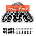 Produktbild: Vevor 10er Set Aluprofil 2000 Mm T-nut 2020 Aluminium Profil, Eloxierte Linearschiene Nach Europäischem Standard, Nutenprofil Für 3d-drucker, Cnc-maschine Diy, Lasergravur, Schwarz