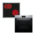 Produktbild: Bosch HND411LS63, Einbau-Herd-Set, Einbau-Herd 60 cm, HEA513BS3, Serie 4, 3D Heißluft, Heißluft sanft, Edelstahl & Elektro-Kochfeld 60 cm, NKN645GA2E, Serie 4, Herdgesteuert, 21cm Kochzone, Mit Rahmen
