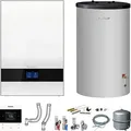 Produktbild: Buderus GB192i.2 Logaplus Gas-Brennwert Paket W50(E) weiß mit Regelung BC400, RC220 und Edelstahl-Warmwasserspeicher ES120 - 15 kW - 7739621185