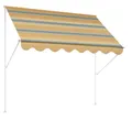 Produktbild: Angerer Klemmmarkise Exklusiv mit Handkurbel, Terrasse/Balkon, einfache Montage ohne Bohren, Made in Germany, hochwertiger Stoff, UV-beständig, höhenverstellbar, wasserabweisend, 200 cm Gelb-Blau-Weiß