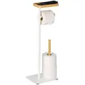 Produktbild: Relaxdays Toilettenpapierhalter mit Ablage, WC Rollenhalter stehend, Klopapierständer, Eisen und Bambus, weiß/natur