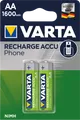 Produktbild: VARTA PHONE-AA - NiMh Akku, AA (Mignon), 1600 mAh, 2er-Pack
