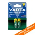Produktbild: 2 x Varta 1600mAh Akkus AA Mignon HR6 NiMH T399 DECT für Telefon Schnurlos 1,2V