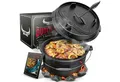 Produktbild: Amandi Feuertopf BBQ Dutch Oven Gusseisen-Topf - Vielseitiger Grilltopf, Gusseisen (7 Liter für Herd, Gasgrill, Induktion & Camping), Eingebrannt