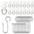 Produktbild: 100 Stück Gardinenröllchen für Schiene, 50 Gardinenhaken Gleiter und 50 Metall Vorhang Haken, Gardinenröllchen, Gardinengleiter für alle Standardschienen, Vorhang Haken, Duschvorhang Schiene