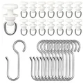 Produktbild: 100 Stück Gardinenröllchen für Schiene, 50 Gardinenhaken Gleiter und 50 Metal...