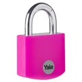 Produktbild: Vorhängeschloss 38mm Aluminium Rosa mit 3 Schlüsseln - Yale, Stahlbügel