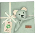 Produktbild: DIKOS Original Babydecke SCHMUSE-Bär (Mint) – Premium 2-in-1 Neugeborenen Kuscheldecke & Schmusetuch – aus weicher gestrickter Bio-Baumwolle (GOTS/Oeko-TEX) –Babygeschenk zur Geburt Mädchen/Junge