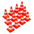 Produktbild: Bramble 12er-Set Pylonen 23 cm Orange-Weiß - Sportkegel Verkehrshütchen Markierungskegel - Auch als Spielkegel für Kinder
