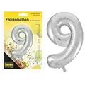 Produktbild: Idena Folienballon Zahl 9 silber 65x105cm - 38234