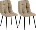 Produktbild: CLP 2er Set Esszimmerstuhl Tilde gepolstert mit Rückenlehne bis 150 kg belastbar,taupe Stoff