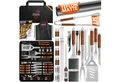 Produktbild: KESSER Grillbesteck-Set, (Grillzubehör Set mit Grillzange, Grillwender, 4in1 Grillspatel, Grillgabel, Grill-Spieß, Thermometer, Korkenzieher, Grillmatte & Tasche, 37 tlg), BBQ Profi Grillset aus rostfreiem Edelstahl