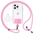 Produktbild: NALIA HoldMe Air Universal-Kette mit Pad, Band für Handy-Hülle zum Umhängen, Karabinerhaken aus Metall (schwarz), Schlüsselband Umhängeband 160 CM, Crossbody Lanyard mit Schlaufe, Farbe:Rosa