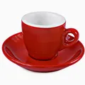 Produktbild: MY Obsession Espressotasse, Extra Dickwandig, 56 ml – Tasse für Mokka und Espresso mit Untertasse, Rot/Weiß, Porzellan, stilvoll verpackt in Geschenkbox