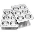 Produktbild: Homikit Muffinform, Edelstahl 6er Muffin Backblech Backform Set, 2er-Pack, Muffinblech für 6 Muffins Cupcakes Pudding Brownies, 29 × 18 cm, Ungiftig & Gesund, Spülmaschinenfest