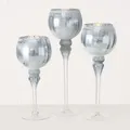 Produktbild: Windlicht Manou Glas lackiert blau geeist 3er Set H 30-35-40cm