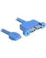 Produktbild: Delock Kabel USB 3.0 Pin Header Buchse > 2 x 3.0-A 19 2 x 0,45 m 1.x 3-polig (82941)
