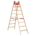 Produktbild: Euroline Holz Sprossenstehleiter Comfort Breitsprossen und Eimerhaken Holzleiter