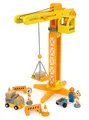 Produktbild: small foot 12007 - Baukran aus Holz mit Baustellenzubehör, 13 Teile, 360 Grad...