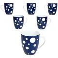 Produktbild: Pula dunkelblau 6er Set Kaffeebecher 300ml Porzellan-Tasse 6 Pers. Punkte Tee