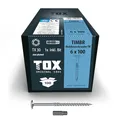 Produktbild: TOX Holzbauschrauben TIMBR TK 6,0 x 100 mm, blau verzinkt mit Tellerkopf, TX30, Schrauben für leichtes Eindrehen und hohe Tragfähigkeit im Holzbau, 100 Stück im Karton, inkl. 1x Bit, 1120804160100