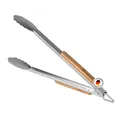 Produktbild: BURNHARD Lange Edelstahl Grillzange (45 cm) Akazien-Holzgriff, Grill-Zubehör, Aufhänge-Ösen