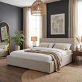 Produktbild: IDIMEX Polsterbett Calm gepolstert 180x200cm, Grau – modernes Doppelbett in Leinenoptik inklusive Lattenrost, gepolsterter Bettrahmen mit Kopfteil