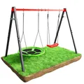 Produktbild: K-Sport: Doppelschaukel (Metall) mit Storchennest & Brettschaukel I Schaukelgestell bis 150 kg belastbar I stabil & sicher I Outdoor Schaukel I Garten Schaukelgerüst I Made in EU