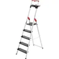 Produktbild: Hailo L100 TOPLINE 8050-507 Aluminium Stufen-Stehleiter inkl. Werkzeugablage Arbeitshöhe (max.): 3.07 m Silber, Schwarz, Rot EN 131 6.3 kg