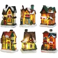 Produktbild: LED Weihnachtsdorf mit Beleuchtung, Amerikanische Weihnachtsdeko, 6er Set