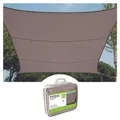 Produktbild: Perel Sonnensegel 3.6 x 3.6 m, quadratisch für Garten und Terrasse, wasserabweisendes Polyester 160 g/m2, UV-Schutz 90%, atmungsaktiv, Taupe