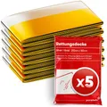 Produktbild: PURAHELP® Rettungsdecke Gold & Silber [5 STÜCK] - 210 x 160 cm - Notfalldecken für Erste Hilfe, Outdoor & Auto - Wetterfeste Überlebensdecken für Wandern, Camping & Notfälle - Kompakte Thermodecken