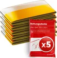Produktbild: Purahelp Erste-Hilfe-Set PURAHELP Rettungsdecke Gold Silber für Notfälle - 210 x 160 cm, (Kompakte Rettungsdecken für Auto, Wandern & Camping, 5 St), Wetterfeste Notfalldecke für Erste Hilfe und Outdoor